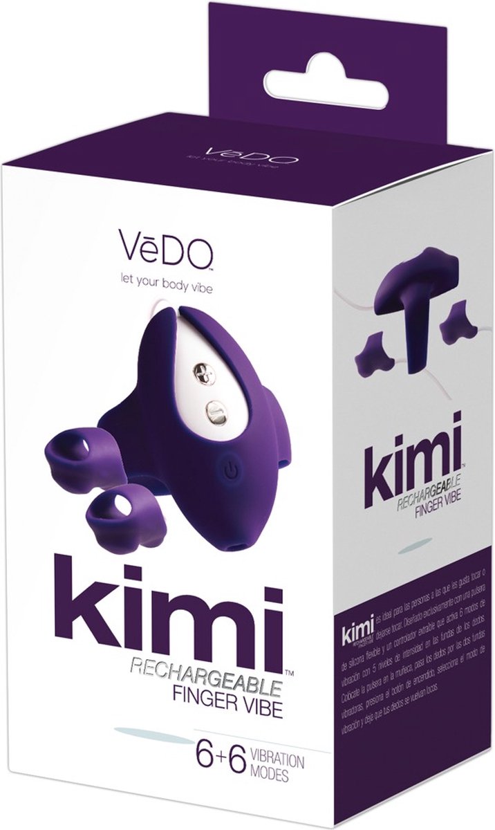 Vedo – Siliconen Vinger Vibrator met Dubbele Vibratie Toppen en Polsband – Paars