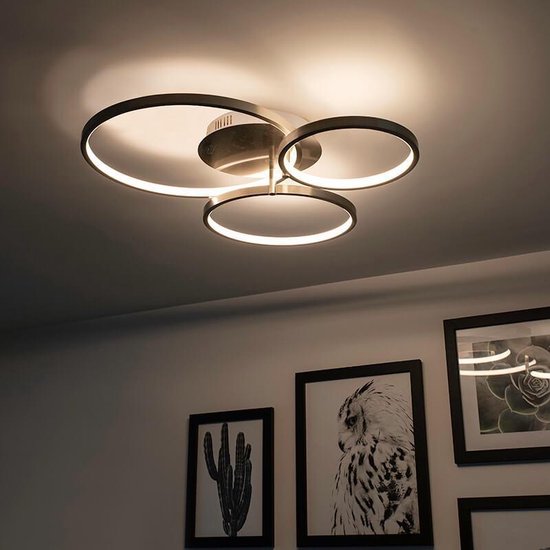 QAZQA rondas - Moderne LED Dimbare Plafondlamp met Dimmer - 1 lichts - L  770 mm -... | bol.com