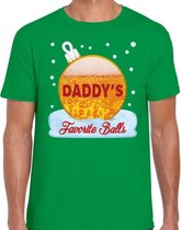 Fout Kerst shirt / t-shirt - Daddy his favorite balls - bier / biertje - drank - groen voor heren - kerstkleding / kerst outfit L (52)