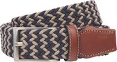 Leren heren riem - blauw-beige gevlochten - Maat: 95