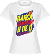 Barcelona Campion 8 de 11 Dames T-Shirt - Wit - S