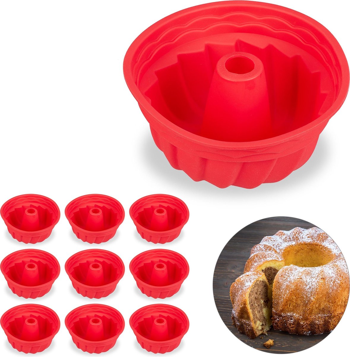 Relaxdays 10x tulbandvorm - siliconen - tulband bakvorm - cakevorm marmercake - 23 cm