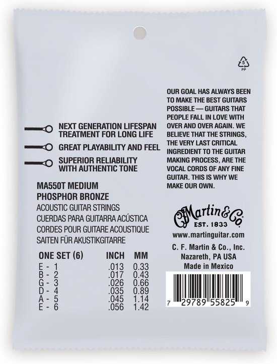 Cordes De Guitare Acoustique Martin Authentic Treated - Extra Light, Bronze Phosphore 92/8