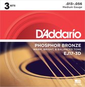 D'Addario A-Git.snaren EJ17-3D 13-56 Phosphor Bronze 3er Set - Akoestische gitaarsnaren