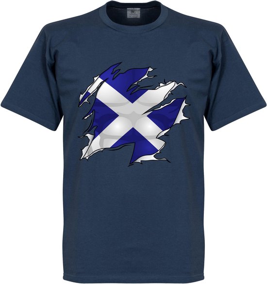 Schotland Ripped Flag T-Shirt - Navy - L
