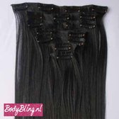 Clip in hair extensions 7 set straight zwart - 1B#