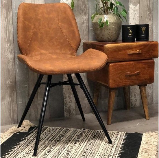 | Dimehouse Eetkamerstoel Design Hetson Premium Cognac Eetkamerstoel Hetson Premium cognac meubels outlet