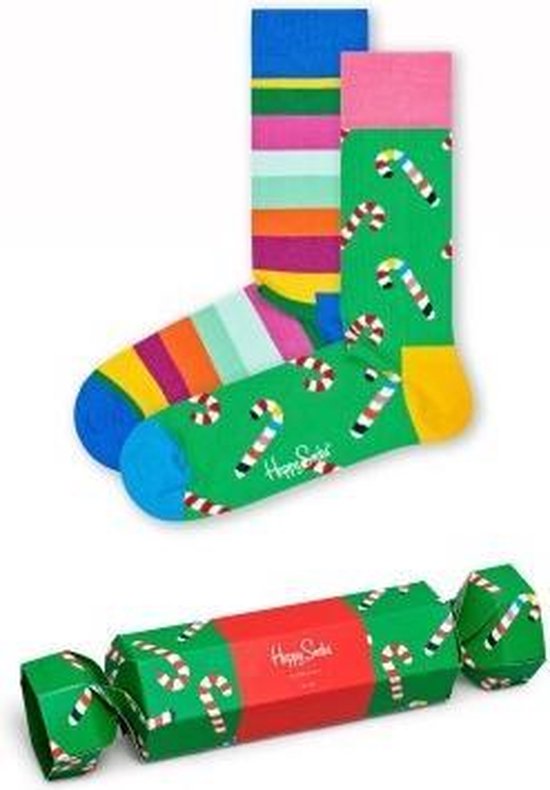Happy Socks - Unisex 2-Pack Christmas Cracker Candy Cane Gift Box ...