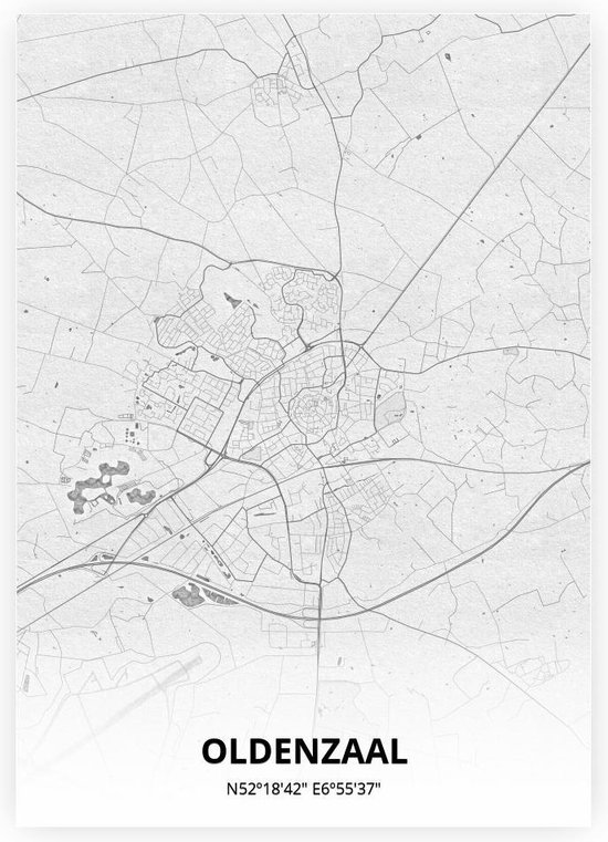 Oldenzaal plattegrond - A3 poster - Tekening stijl