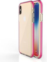 GadgetBay Beschermend gekleurde rand hoesje iPhone X XS Case TPE TPU back cover - Oranje