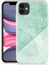 Geschikt voor Apple iPhone 11 Hoesje Green Marble - Designed by Cazy