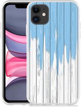 Geschikt voor Apple iPhone 11 Hoesje Dripping blue paint - Designed by Cazy