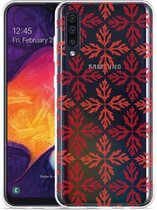 Galaxy A50 Hoesje Red Leaves Pattern - Designed by Cazy