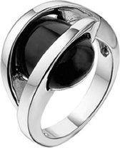 Schitterende Zilveren Onyx Ring 19.00 mm. (maat  60) model 183