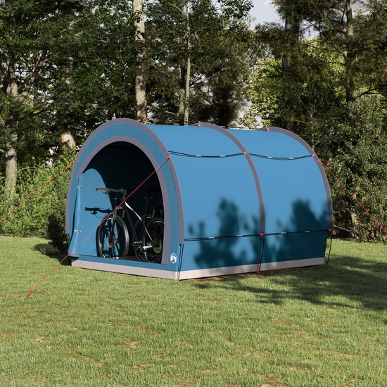 vidaXL - Fietstent - met - dak - met - opslag - met - luchtopening - Blauw - 256 - x - 222 - x - 182 - cm van Vidaxl — afbeelding 4