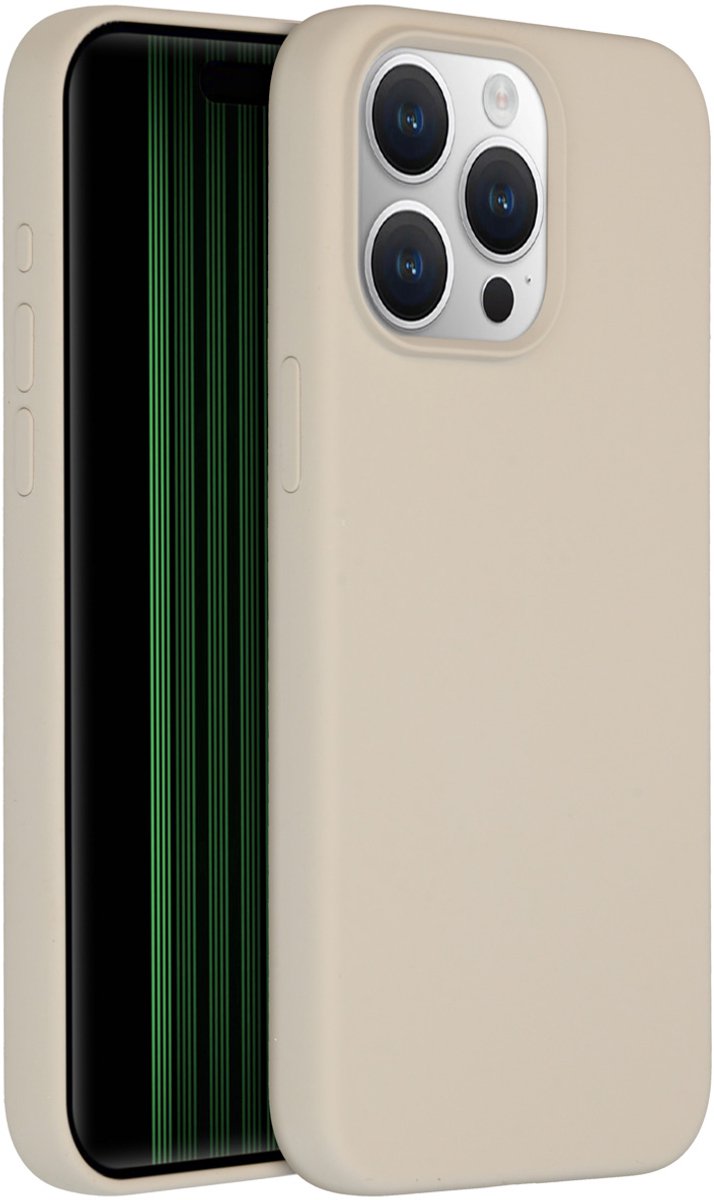 Accezz Hoesje Siliconen Geschikt voor iPhone 15 Pro Max - Accezz Liquid Silicone Backcover - beige