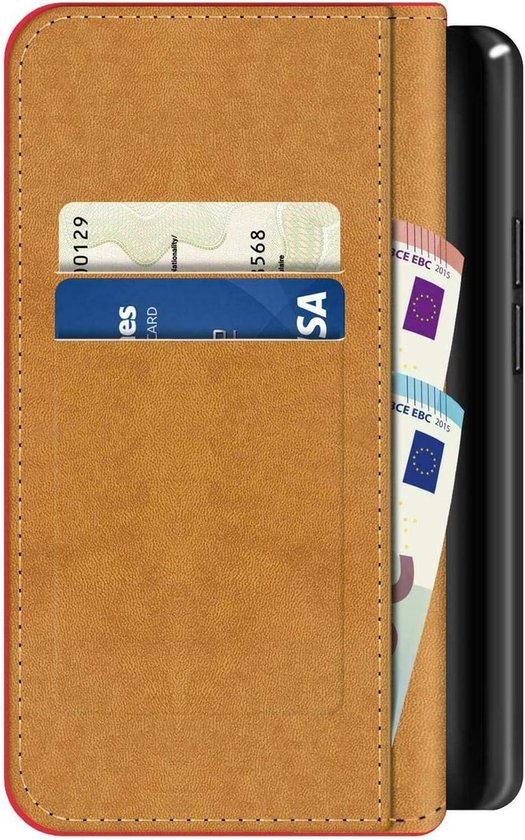 Étui avec 3 Protecteurs d'écran pour Samsung Galaxy A26 – Bibliothèque Arara avec porte-cartes – Rouge