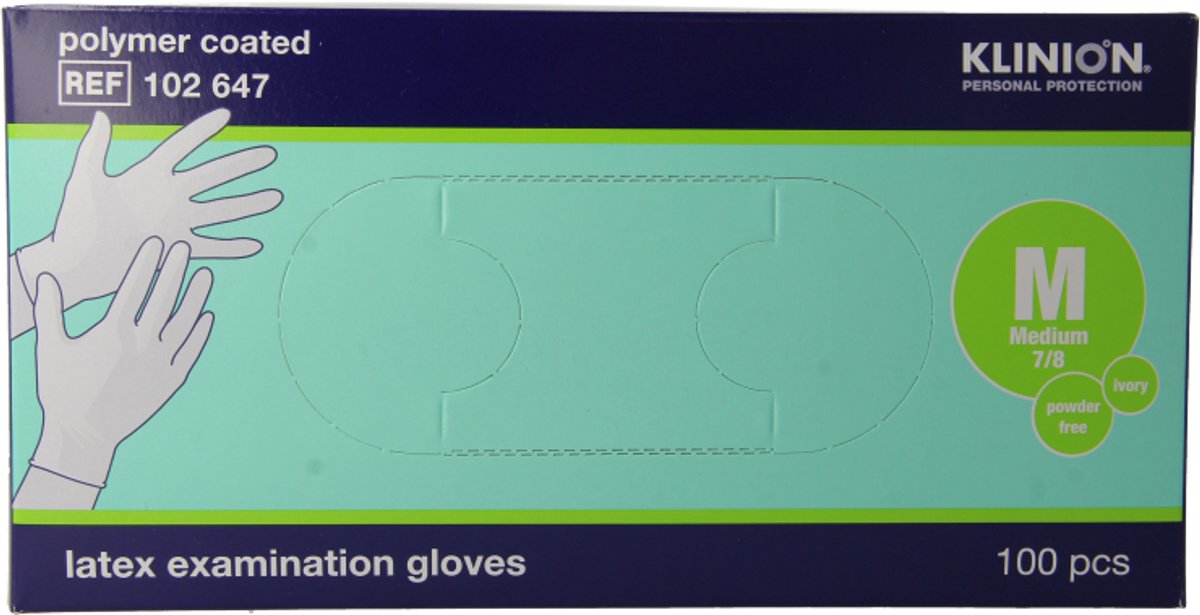 Goedkoopste Klinion protection latex handschoenen poedervrij M Klinion - Wit - Latex - Poedervrij