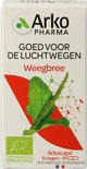Doosje Arko Pharma Weegbree, met afbeelding van een smalle weegbreeplant en organisch EU-landbouw logo.