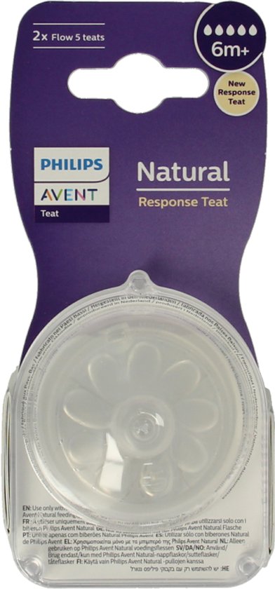 Philips Avent Natuurlijke Zuigreflex – Snelheid 5, 6+ maanden, 2 stuks - SCY965/02 - Flesspenen