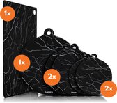 Louvera Inductie Beschermer Set – Hittebestendig tot 280 ºC – Panbeschermers - Afdekplaat voor Kookplaat - Inductie Mat Voor Elk Formaat - 6 stuks – Inductie mat – Onderzetter - Incl. E-book - Geschikt voor Booster Functie - Marmer