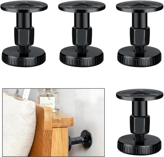 4 Pack Verstelbare Threaded Bed Frame Anti-Shake Tool, Hoofdbord Stoppers, Bedside Antishake Telescopische Ondersteuning Stabilizer voor Kamer Muur, Bedden, Kasten, Banken