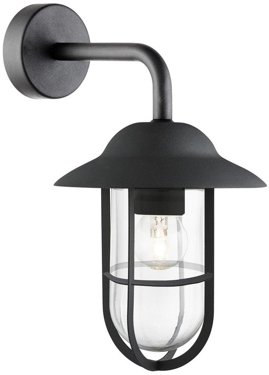 Licht-Erlebnisse - Genoa - Wandlamp - IP44 - E27 - van - Metaal glas - in - Zwart mat