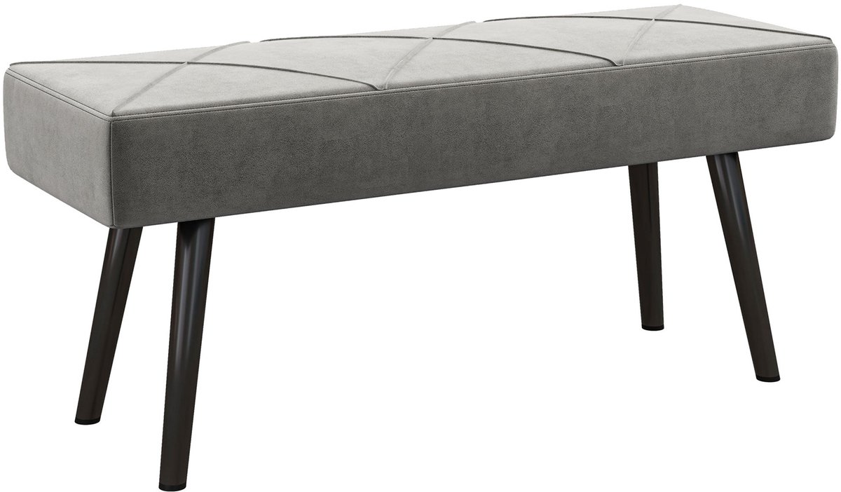 Merax Fluwelen Zitbank Met X-Poten – Grijs – 100 x 36 x 45 cm – Bedbank Halbank Slaapkamer