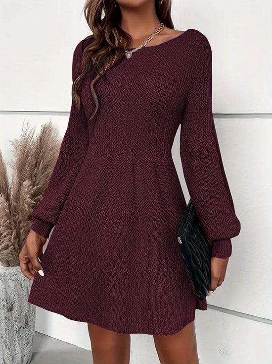 Robe pull courte et épaisse à col rond et manches longues pour femme Robe pull courte et épaisse à col rond et manches longues pour femme