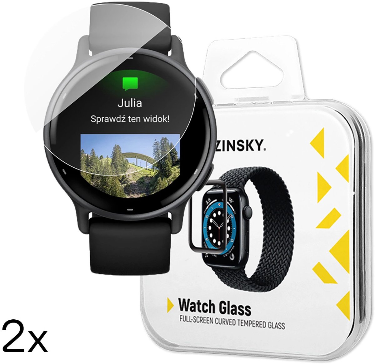 Wozinsky Gehard Glas Volledige Lijm Voor Garmin Vivoactive 5 2 Stuks Voor Scherm