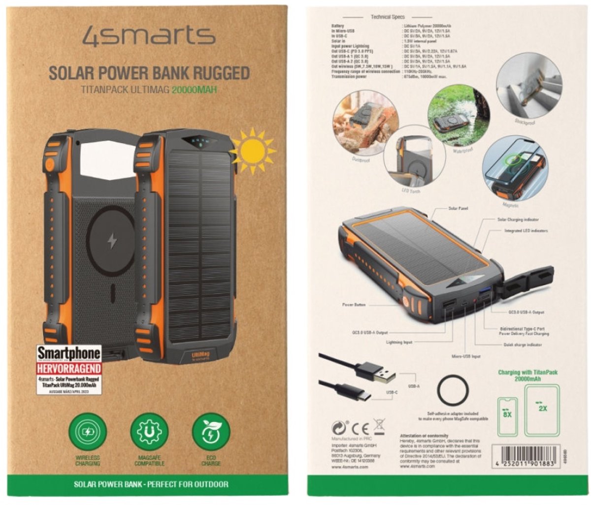 4Smarts Titanpack Solar Powerbank 20000mAh Robuust - afbeelding 3