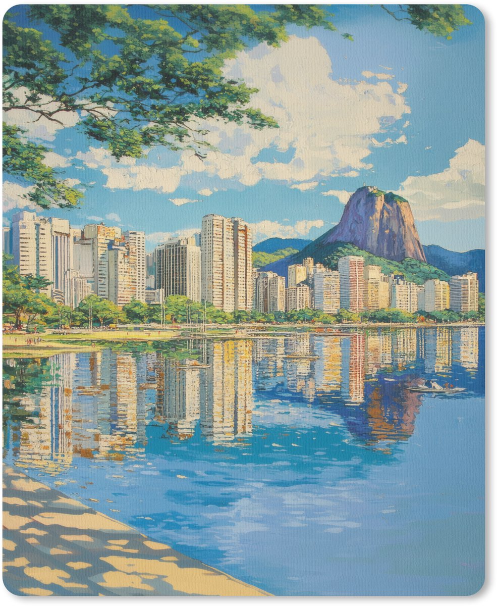 Muismat 19x23 cm - Mousepad Berg - Skyline - Strand - Water - Muismatten