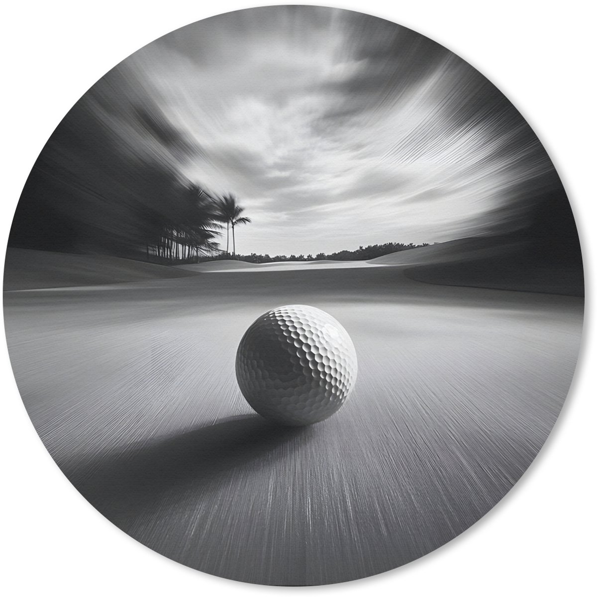 Muismat rond 20x20 cm - Mousepad Golfbal - Wazig - Zwart - Ronde muismatten