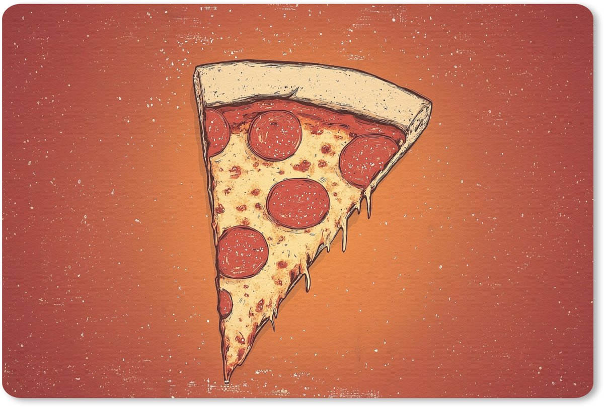 Muismat 27x18 cm - Mousepad Pizza - Kaas - Rood - Pepperoni - Muismatten
