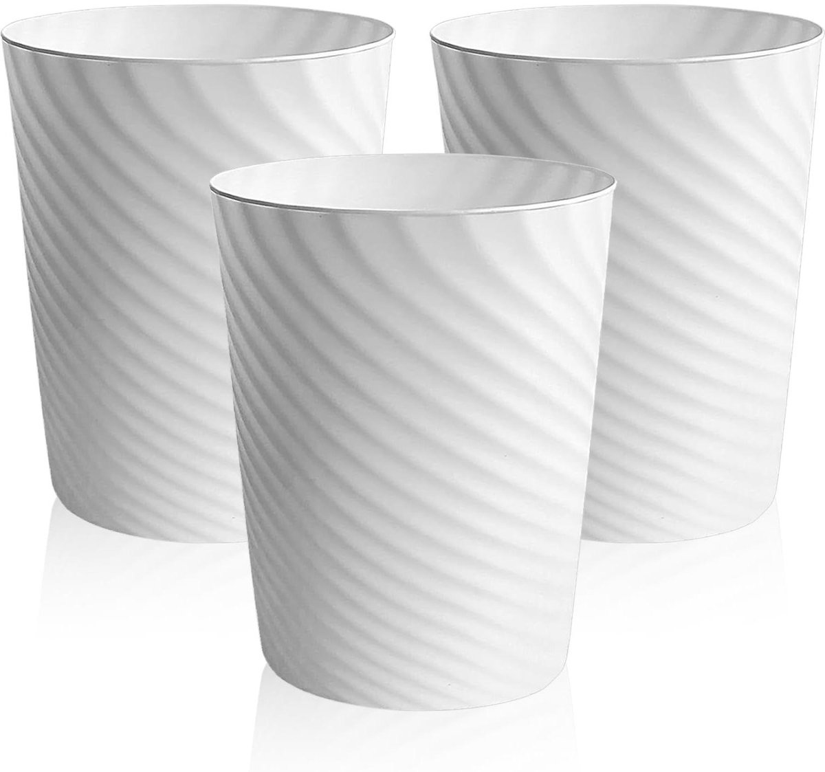 JGS Premium - Set van 3 kleine kunststof vuilnisbakken zonder deksel voor kantoor, keuken, kinderkamer, slaapkamer en woonkamer - wit met handige afvalcontainers
