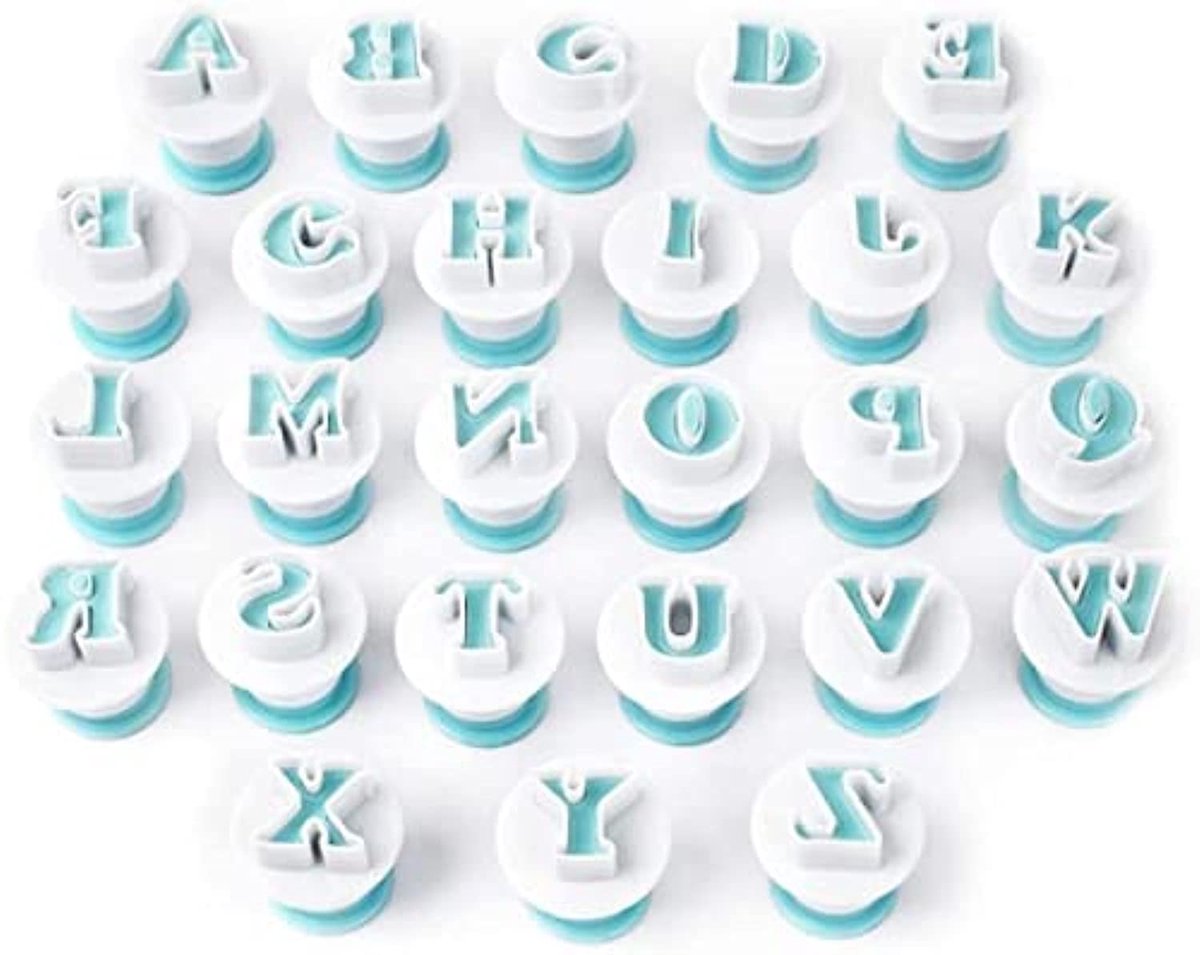 Uitstekers 26 stuks alfabet koekjes uitstekers voor fondant, taartdecoratie, glazuur
