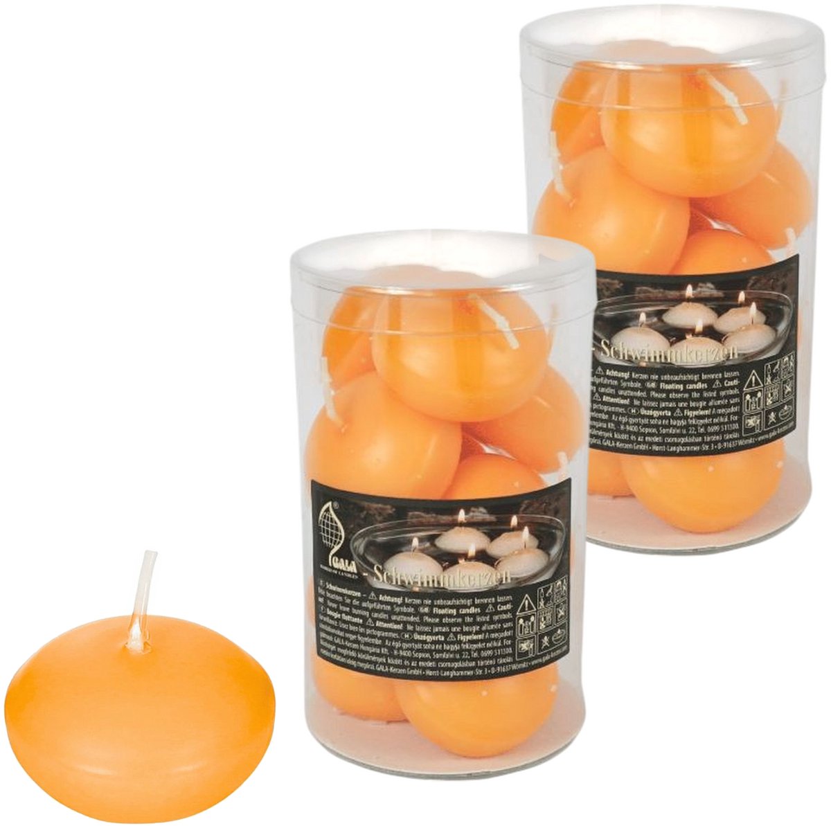 Gala Oranje Drijfkaarsen – Set van 100 stuks Ø 45×30 mm - Brandduur ca. 4 uur per kaars - Sfeervolle decoratie voor binnen & buiten