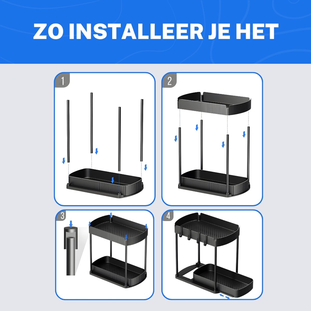 Gootsteenkast Organizer - Aanrecht - Kast - Keuken - Rek - Kruiden - Set van 2 — cadeau in Cadeau-ideeën - foto 5
