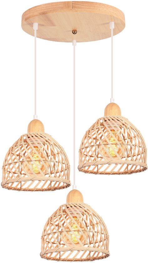 Serenity Light Lichtsnoer voor buiten, met lampenkap van natuurlijk bamboe, boho-stijl, 7 gloeilampen, E27, led, warmwit, 6 m