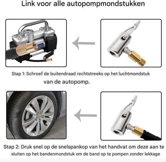 TOVBMUP Klem voor autoluchtpomp - Bandenventiel - Schroefdraadmondstuk voor autoluchtpomp - Adapter - Ventielsteelplug voor auto - Bandenpompmondstuk - Draagbaar bandenventielmondstuk - Mondstukconnector - Voor autobandenpomp - 2 stuks — afbeelding 5