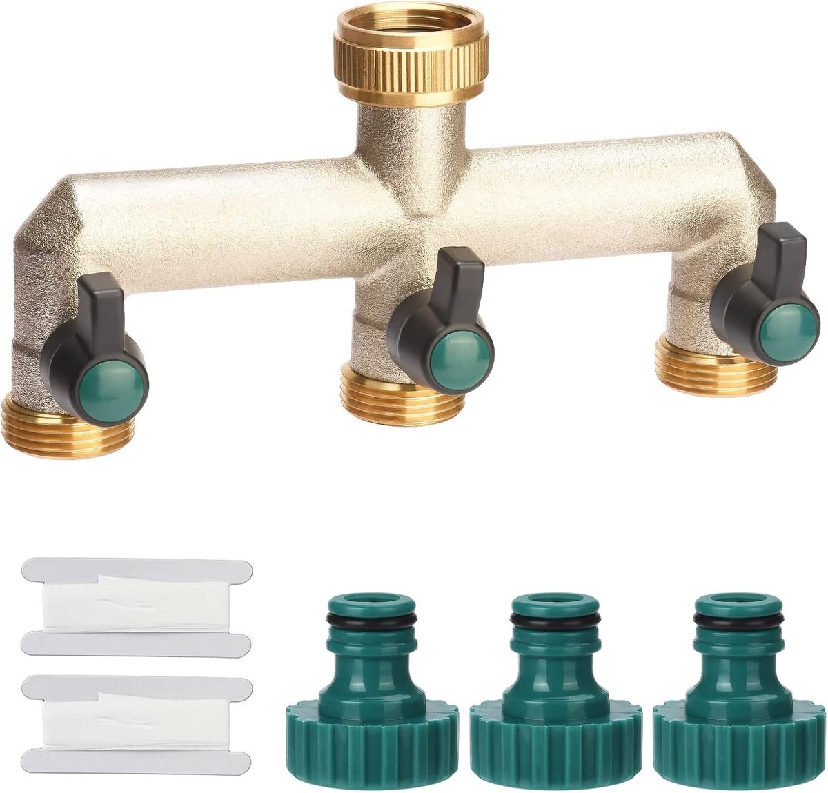 Distributor met waterkraan - 3-weg verdeler - 3/4 inch tap - messing waterdistributie