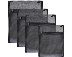 Unyqoos® Set van 4 Zwarte Wasnetten voor Wasmachine, Bescherming voor Fijne Was en Gordijnen