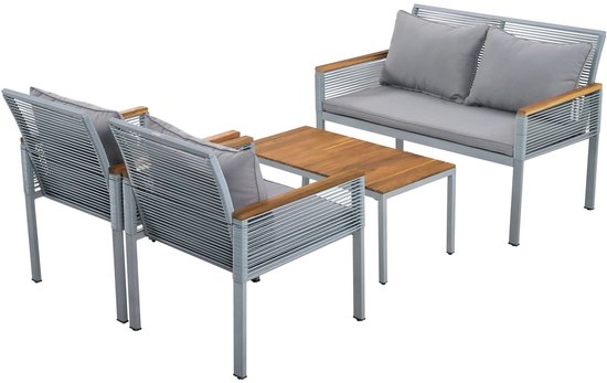 Tuinmeubelset, balkonmeubel, tuinloungeset voor 3-4 personen, tafel en