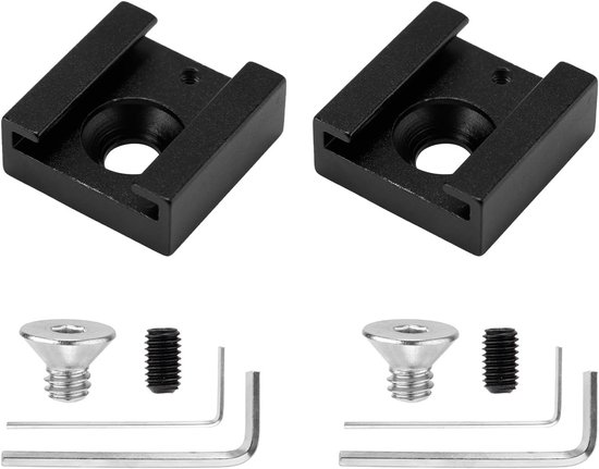 Foto: 2 pack cold shoe mount aluminium legering cold shoe beugel 6 35mm schroef hex sleutel geschikt voor dslr camera installatie flits led lamp monitor microfoon