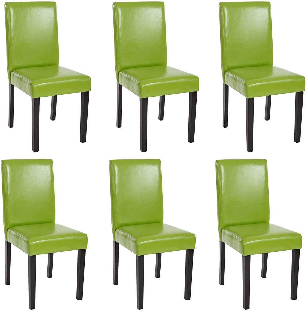 Cosmo Casa Set van 6 eetkamerstoelen Keukenstoel Littau ~ kunstleer, groen, donkere poten
