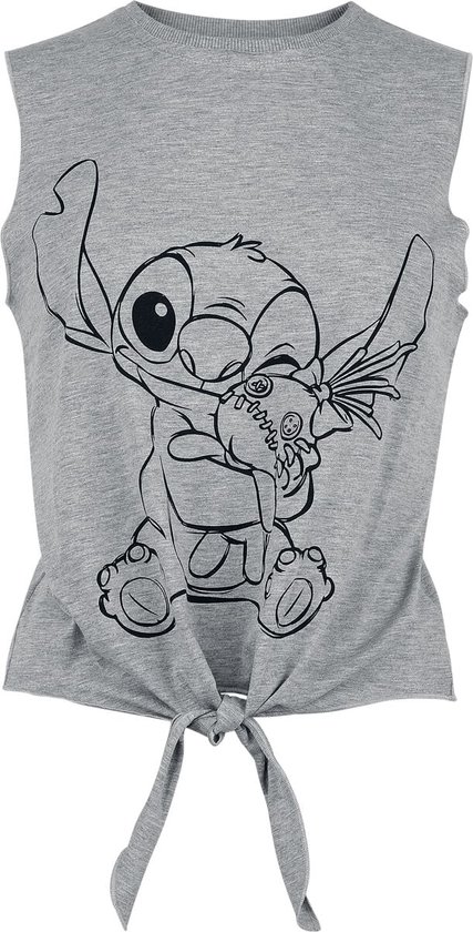 Lilo & Stitch Cuddling Dames Top - gemêleerd grijs - M