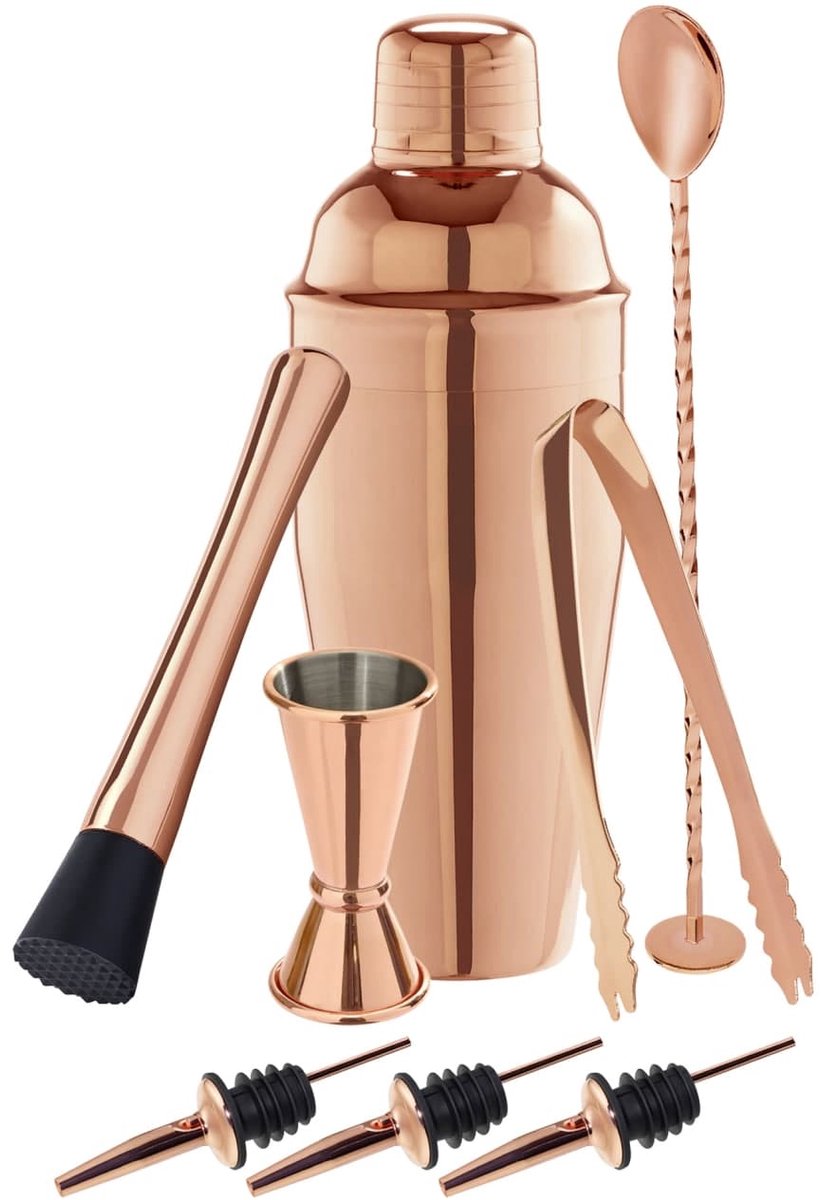 Сocktails set 8 stuks in geschenkverpakking - koperlook