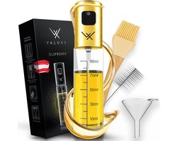 VALUXE® Premium Olieverstuiver Goud – Het ORIGINEEL - Extreem precieze olieverstuiver van roestvrij staal en glas - Multifunctionele olieverstuiver - Stijlvolle en coole keukengadgets