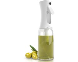 PORTENTUM Olieverstuiver 300 ml. Olieverstuiver voor de keuken. Olieverstuiverfles. Olijfolieverstuiver. Slaoliedispenser voor bakolie en azijn. Kookspraygadget. Airfryer voor olie en citroen, glas.