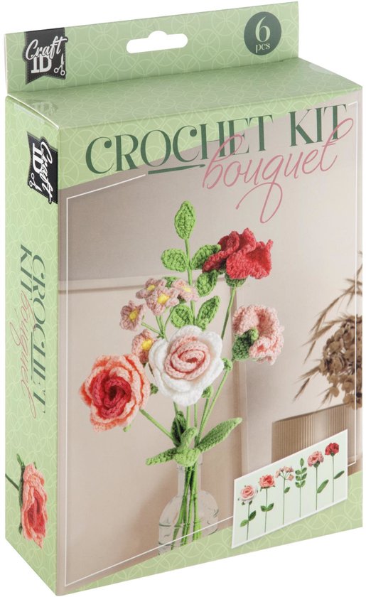 Haakset - Bloemen Boeket - Roze - 21x16x5cm